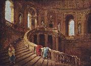 Hubert Robert Freitreppe im Schlob von Caprarola oil